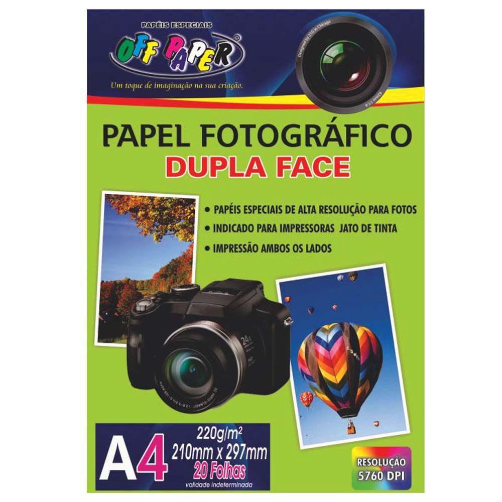 Papel Fotográfico Glossy Dupla Face A4 220g 20 Folhas Off Paper Canoas Rs 0309